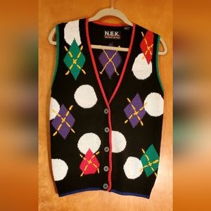 Ladies' Northeast Knitters Multi-Colored Sleeveless Vest, Size Small, EUC
